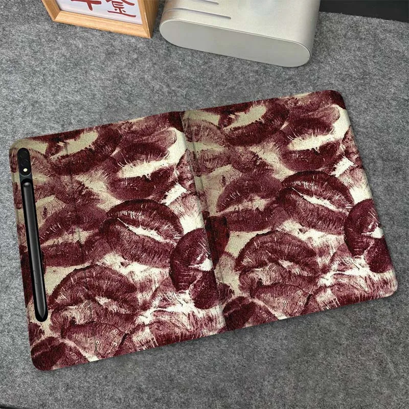 

Carbon Fiber Art Lip Pattern For Samsung Galaxy Tab S10 S9 S8 S7 FE Lite Soft Flexible Support Tablet Case Gift