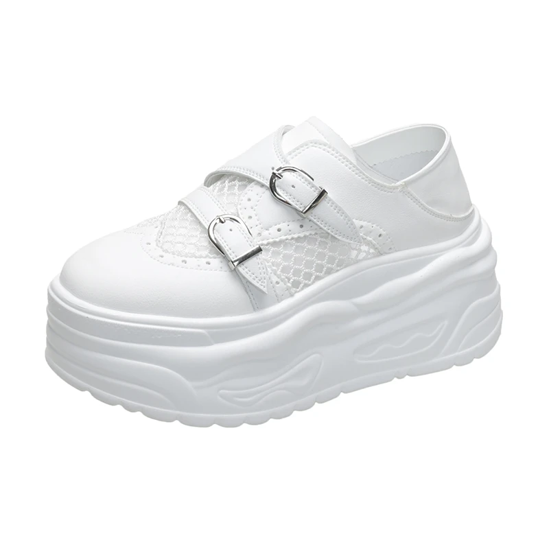 

Punk Style Platform Ladies Sandals New 2026 Summer Pumps Women Hidden Heels Rome Sandals Hollow Buckle Wedge Dad Shoes
