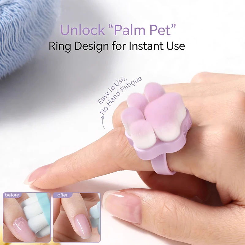 Plastic Nails Art Dust Cleaning Brush Buckle Brush Cat Paw Gel Dust Cleaning Make Up Ring-shaped Brush Soft Manicure Tools