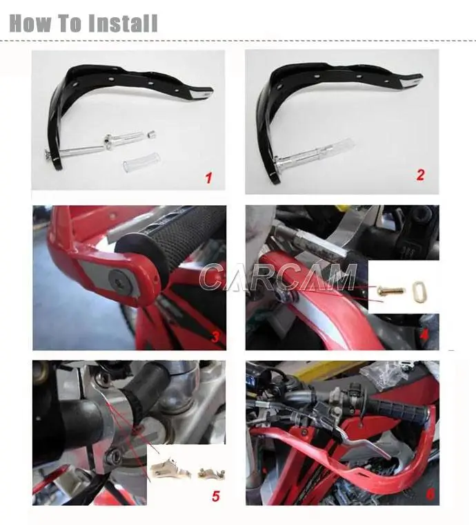 Offroad Hand Guards สีแดง 22 มม.คู่ Dirt PIT BIKE Motorcross Dual Purpose Snowmobile ATV มอเตอร์ไซด์ Cruiser สกู๊ตเตอร์ Handguard