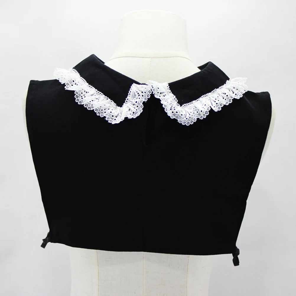 

Black Fake Collar For Women Lace Hollow Pearl Trim Neckline Decor False Collar Four Party Wedding Accessory