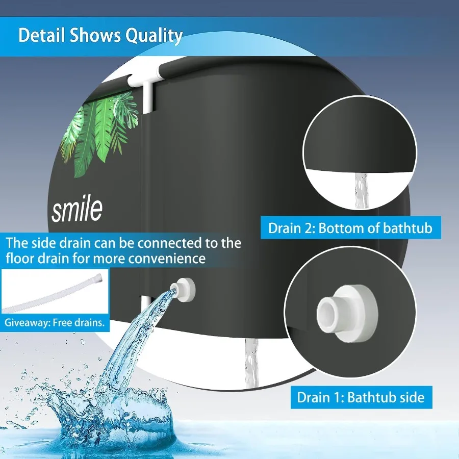 Bañera portátil para puesto de ducha, bañera grande plegable de 45 pulgadas para remojo para adultos, baño familiar separado, SPA japonés C