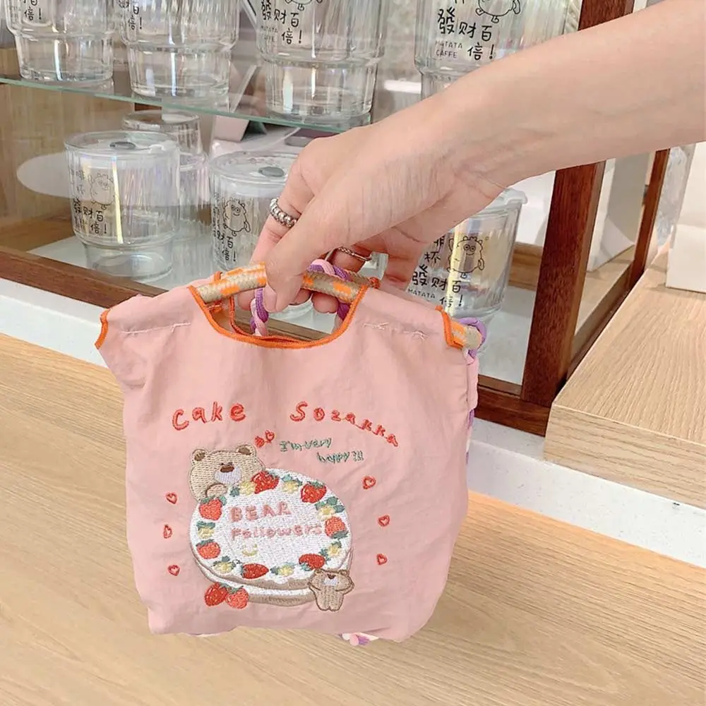 Cute Mini Tote Bag Embroidered Shopping Bag Oxford Cloth Shoulder Bag Messenger Bag Women Eco Friendly Bag Casual Handbags