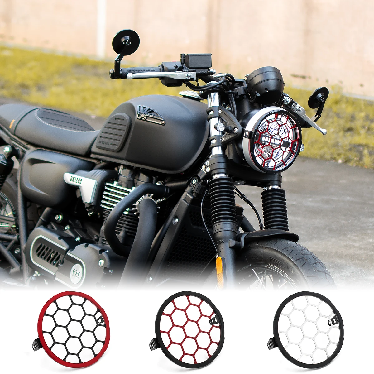 Motorcycle Mesh Headlight Protector Holder Aluminum Metal Grill Mask Cover Guard Chrome for Brixton Cromwell 1200
