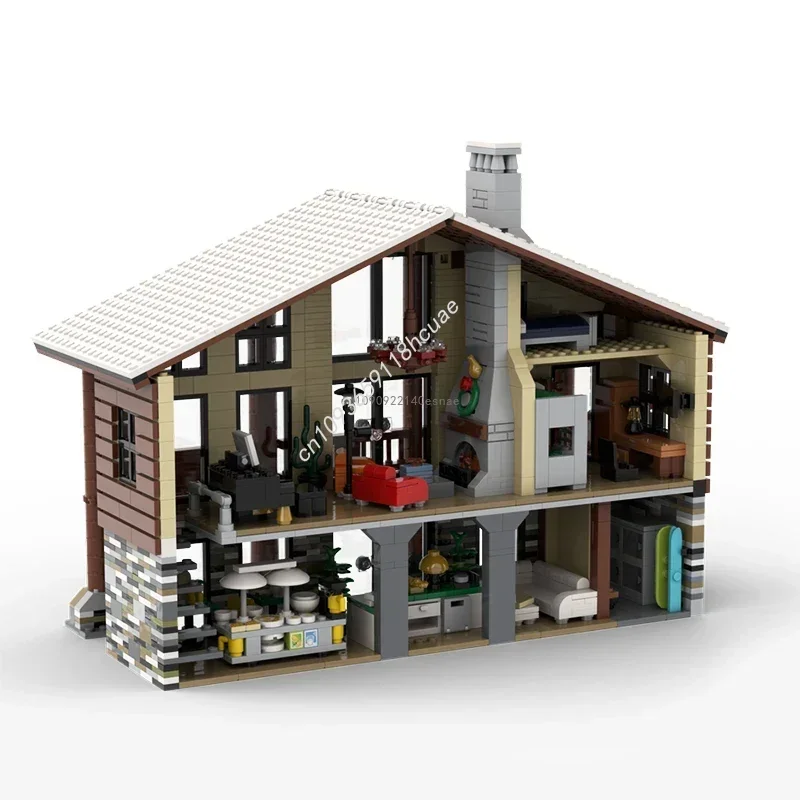 2032 pièces MOC City Street View Architecture Village d'hiver Ski Lodge modèle blocs de construction modulaires briques à monter soi-même jouet éducation cadeaux