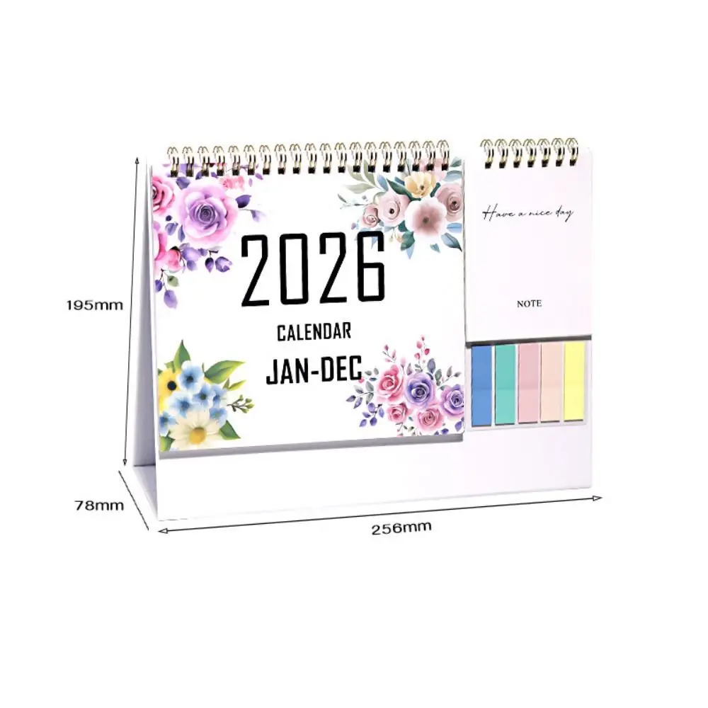 Januari 2026 - Desember 2026 Kalender Bunga 2026 Kalender Belajar Harian Lipat dengan Spiral Ganda Kalender Perencanaan Warna-warni Kalender Catatan Kantor