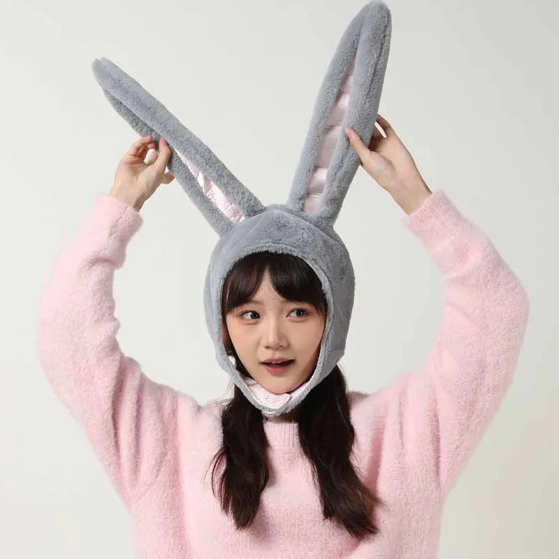 

Cute rabbit ears hat plush rabbit head cover photo props photo props, birthday gift toys