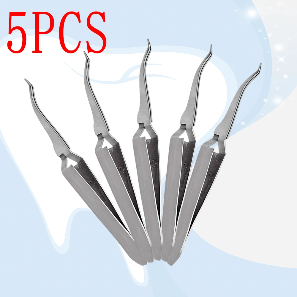 5 Piece Dental Buccal Tube Bonding Tweezer Holder Forceps Posterior Teeth Bracket Holder Placer Stainless Steel Orthodontic Tool