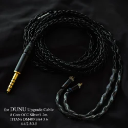 Silver Plated Earphones for DUNU Cable TITANs DM480 SA4 3 6 8 Core, Upgrade OCC 4.4mm Balance 2.5 with MIC
