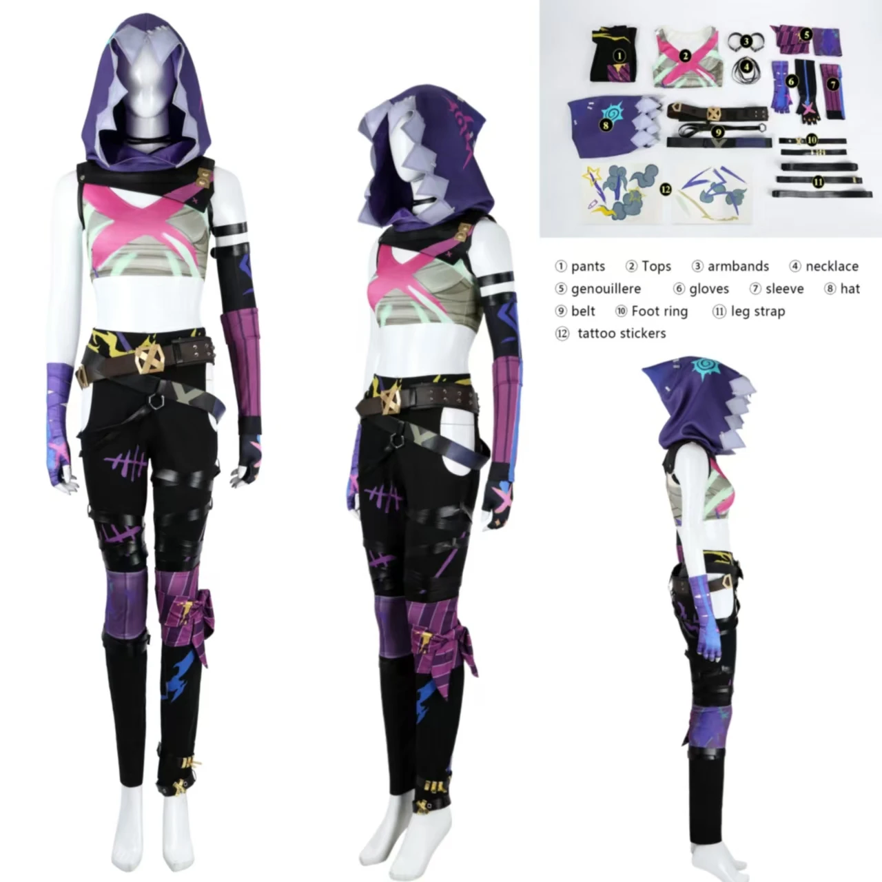 Arcane 2 Jinx Cosplay Costume Hat Vest Pants Belts Halloween Carnival Party Suits