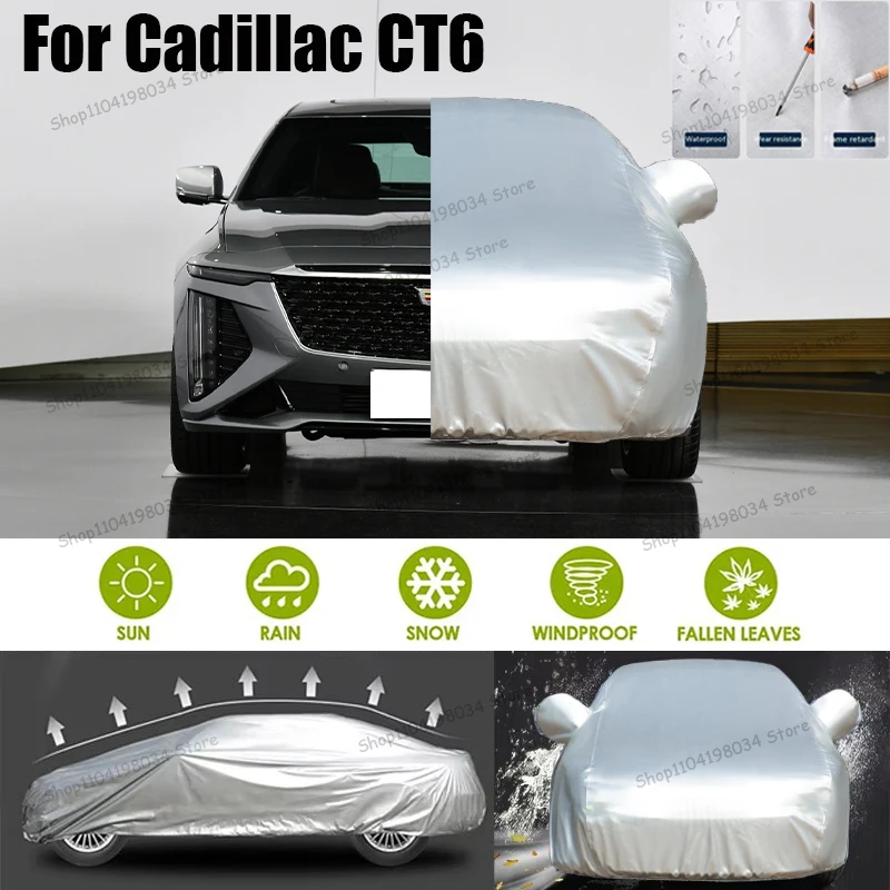 สําหรับ Cadillac CT6 Auto parts Anti หิมะป้องกันฝุ่นครีมกันแดด Anti-uv Anti peeling สีและป้องกันน้ําฝน 210t ฝาครอบรถผ้าคลุมรถ