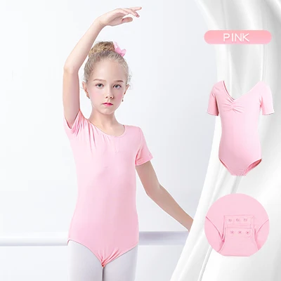 Mädchen Basic Ballett Trikot Baumwolle Tanz Bodysuit Kurzarm Gymnastik Trikots für Kleinkind Ballerina Outfits Kinder Tanz kleidung