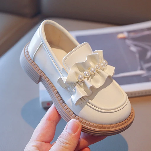 

Kids Shoes for Girl Fashion Pearl Princess Leather Shoes Cute Birthday Party Spring Autumn Girls Leather Shoes