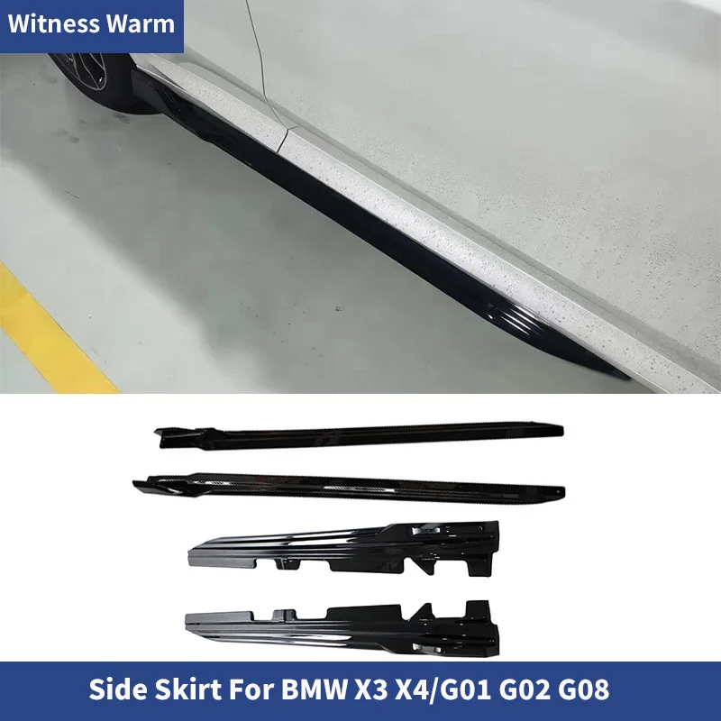 

Car Carbon Look Side Skirts Extenstions Lip Apron For BMW X3 X4 G01 G02 2018-UP Bumper Kits ABS Side Skirts