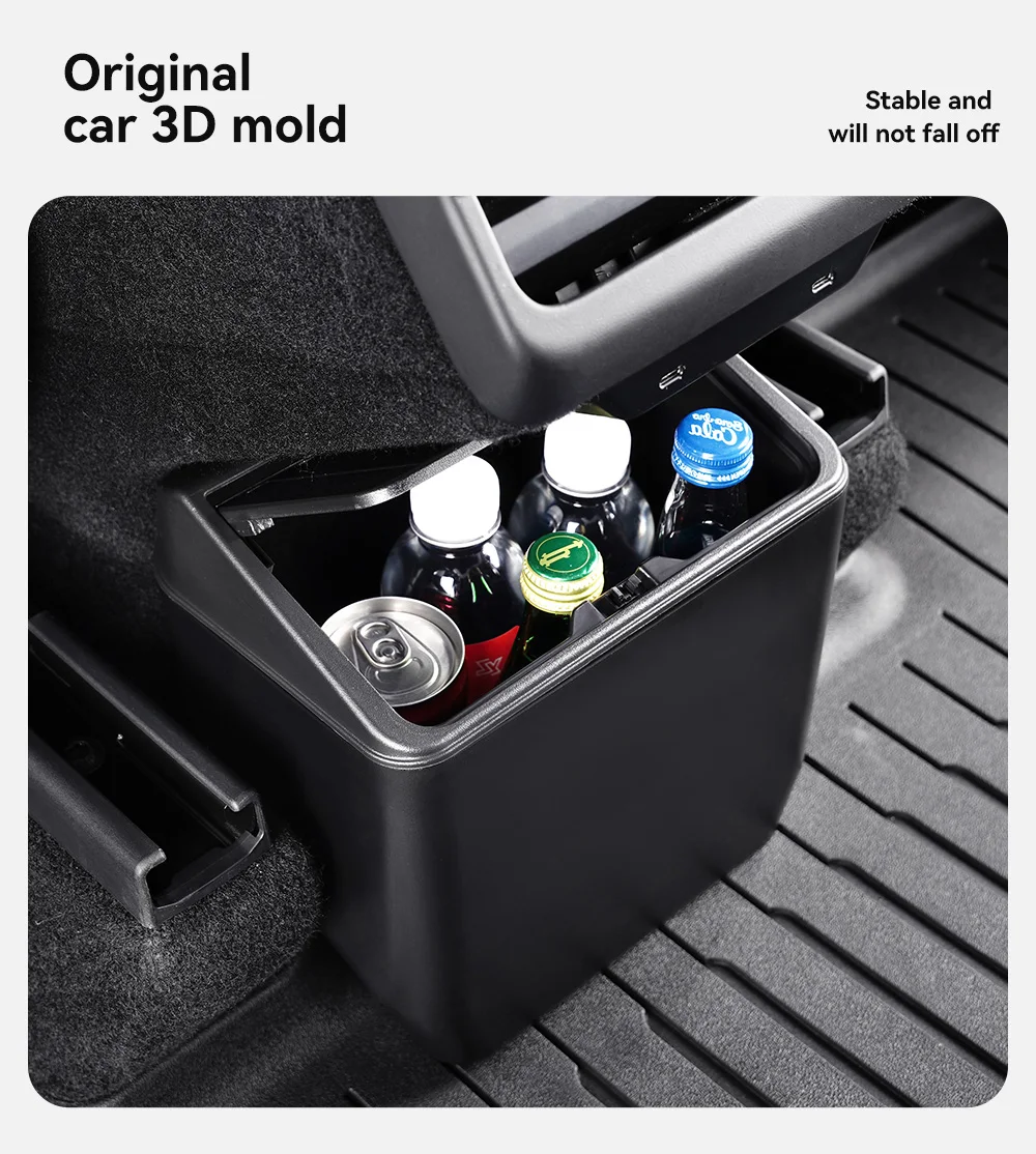 YZ Für Tesla New Model Y Juniper 3 Highland 2025 2026 Hinterer Aufbewahrungsbox mit Deckel, Mülleimer, Mittelkonsolen-Organizer, Zubehör – Detail 12