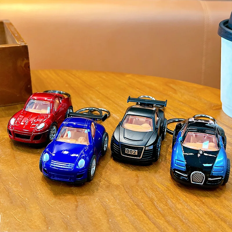 Mini llavero de juguete de aleación creativo para coche, colgante de simulación de coche de carreras, coche fundido a presión, adorno de juguete, recuerdos de fiesta para niño