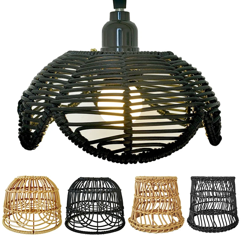 Rattan Lampshade Rattan Basket Chandelier Lamp Shade Ceiling Pendant Light Shade For Living Room Restaurant Kitchen Home Decor