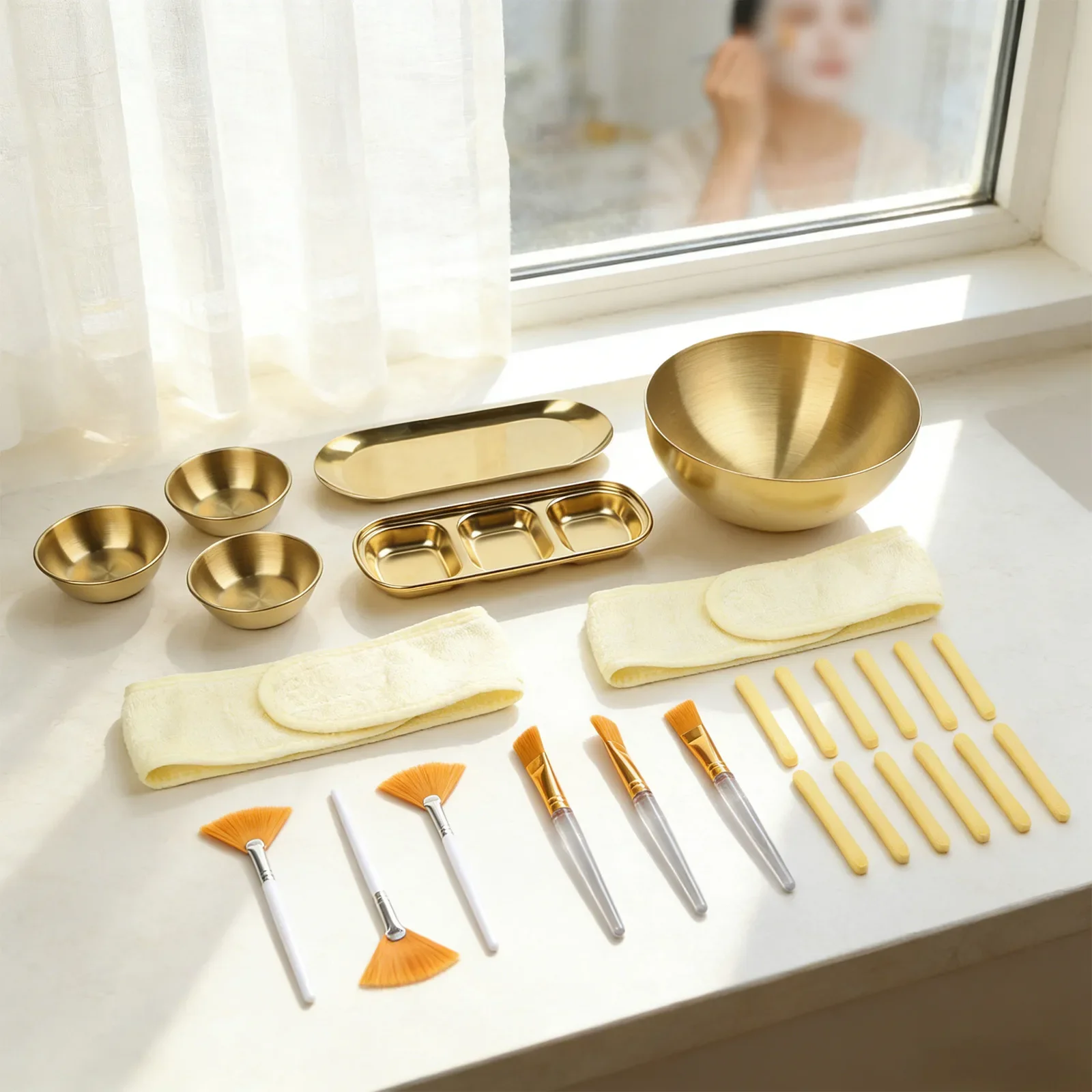 Stainless Steel Kit Facial Bowl Set Home Beauty Treatments 26-piece Accessories Mixing Tools Application Brushes