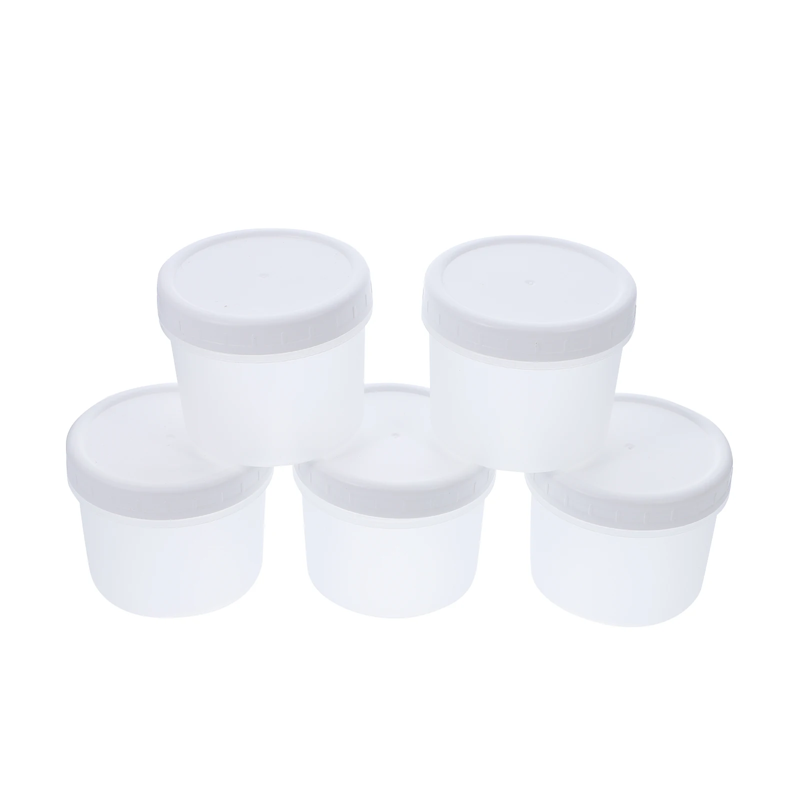 

5 Pcs Ice Cream Containers Translucent PP Cups Airtight Lids Freezer Storage Yogurt Dessert Boxes