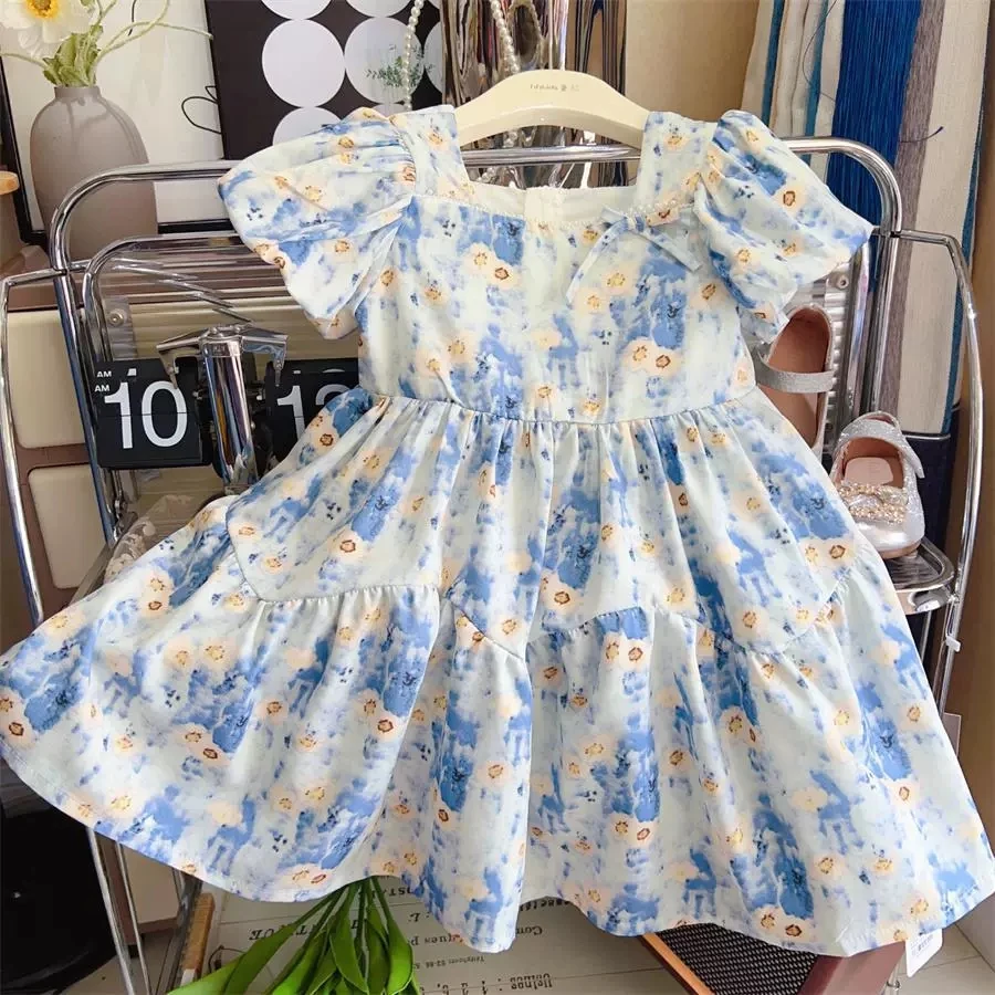 فستان بناتي صيفي جديد لعام 2025 فستان أميرة مزين بالزهور مطبوع بالكامل لـ 2 3 4 5 6 8 سنوات فستان للإجازات الترفيهي للفتيات #2