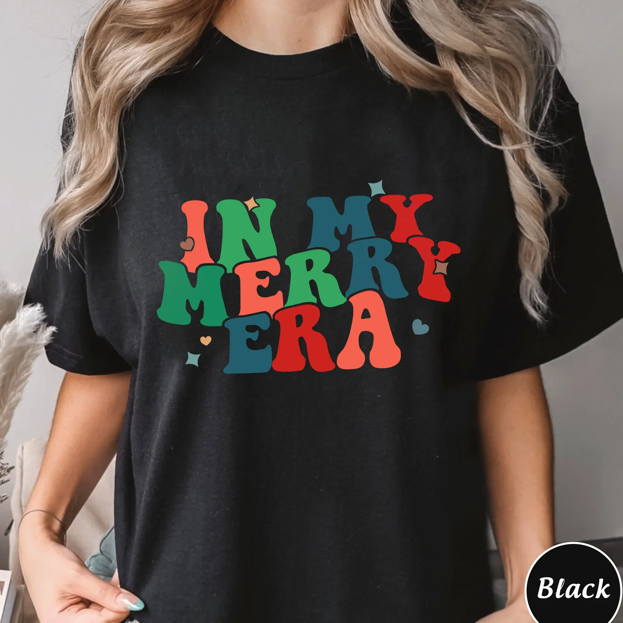 

Retro Christmas Sweat T Shirt Merry And Bright S For Women Holiday Sweater Funny Family Matching