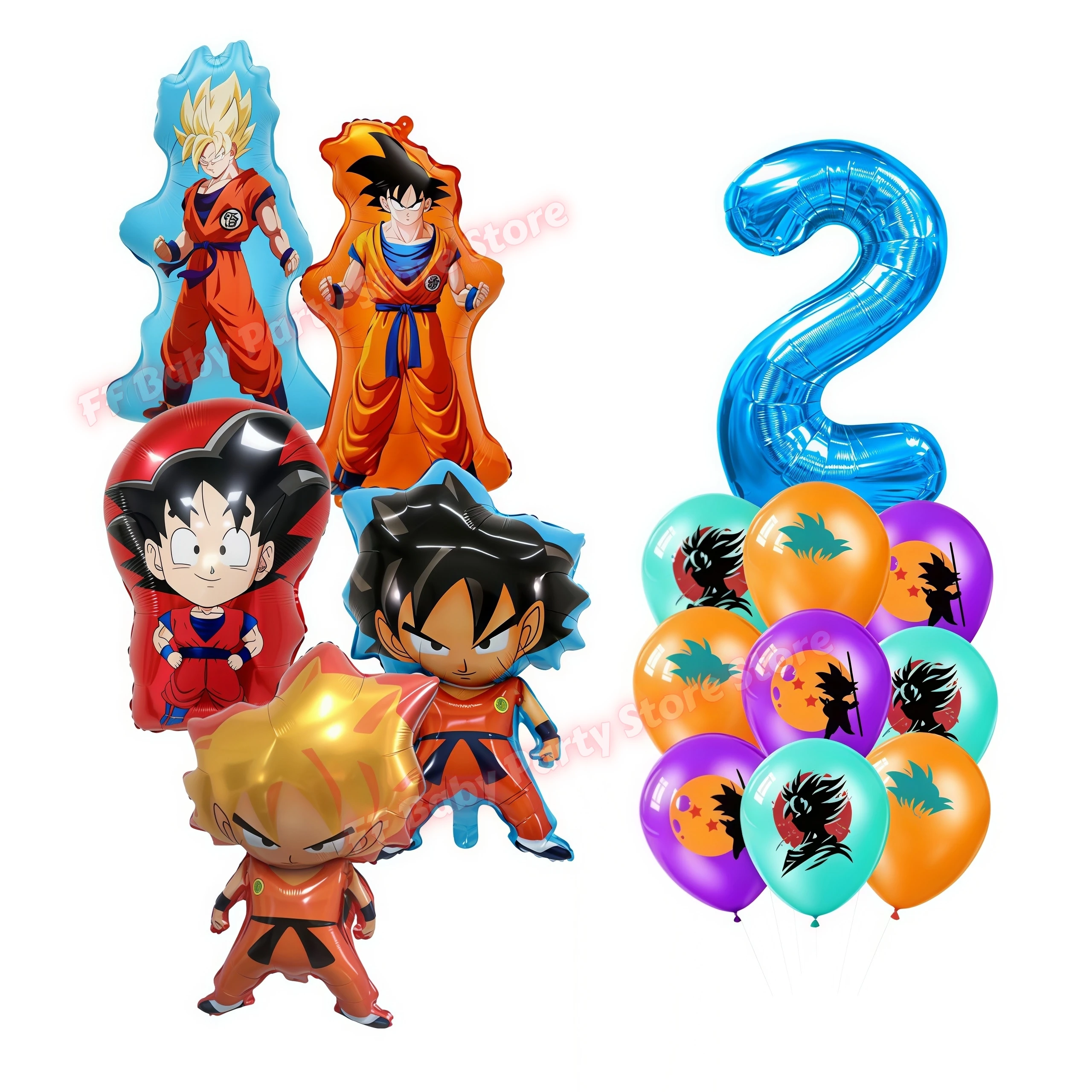Dragon Ball Geburtstagsparty-Zubehör Son Goku Luftballons Pappbecher Teller Schlüsselanhänger Armbänder Jungen Party-Favoriten Geburtstagsdekoration – Detail 3