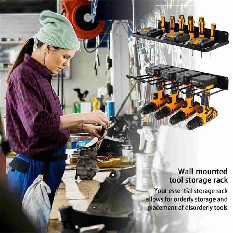 

Hand Drill Tool Holder Wall Mount Workshop Garage Mobile Tool Shelf Heavy Duty Electric Drill Tool Holder