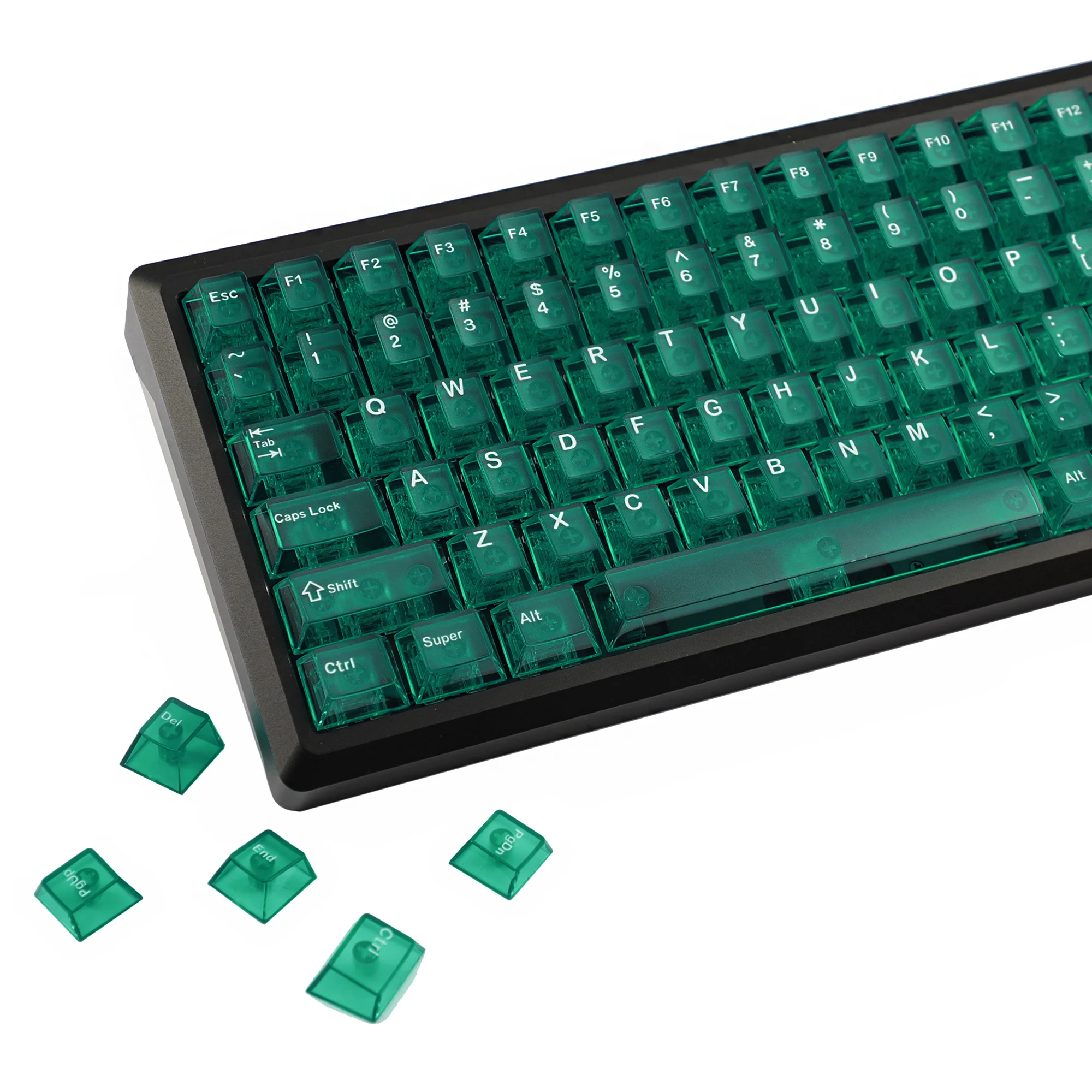 YMDK 132 Keys PC Cherry Profile Red Purple Green Transparent Shine Through Frosted Keycaps for MX Mechanical Keyboards Wooting