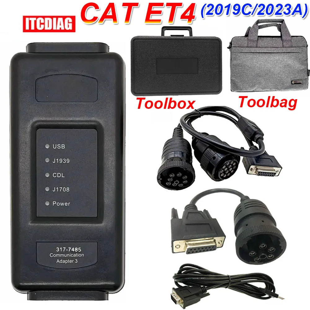 2023A/2019C CAT ET4 317-7485 Comunication Adapter III Truck Diagnostic Tool CAT4 J1939 Support USB Connection ET 4 Heavy Scanner