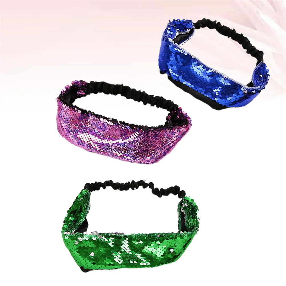 

3 PCS European and American Miss Hair Ribbons Bands Bandanas for Women Headdress