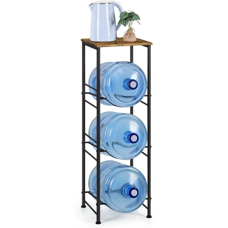 

5 Gallon Water Bottle Jug Holder 3-Tier Water Bottle Holder Organizer with Top Shelf, Heavy Duty Water Dispenser Stand Rack for