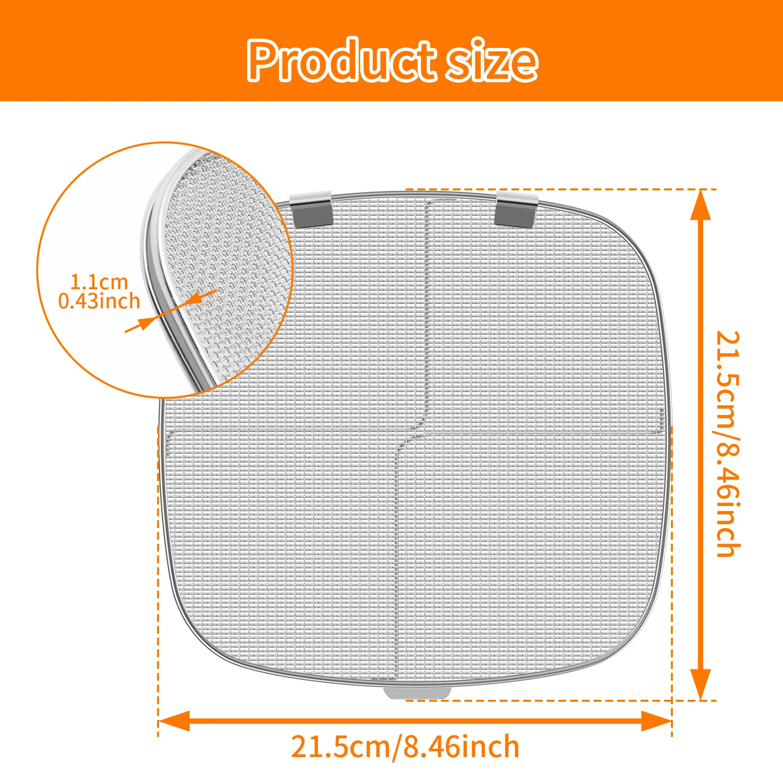 Splatter Guard Stainless Steel Fine Mesh Splatter Screen Air Fryer Splash Cover for Ninja Foodi AG301 AG300 NINJA Oil-proof Net