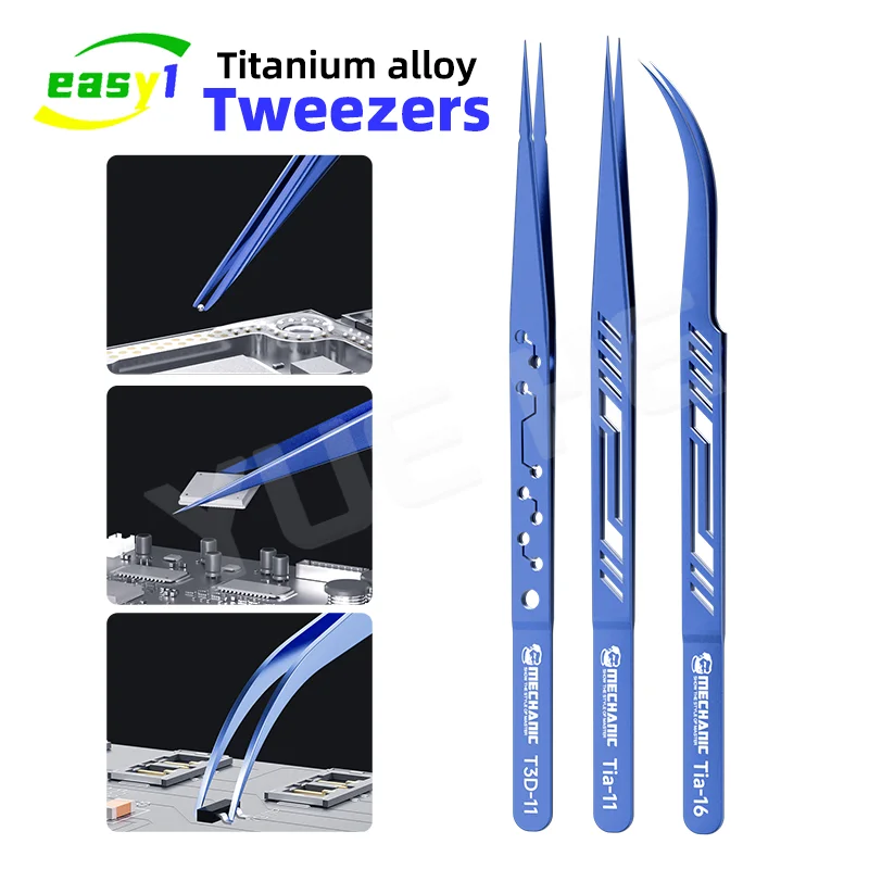 MECHANIC Titanium Alloy Tweezers High Hardness Oxidation Resistance Antimagnetism Mobile Phones jump wire repair Clamping Tools