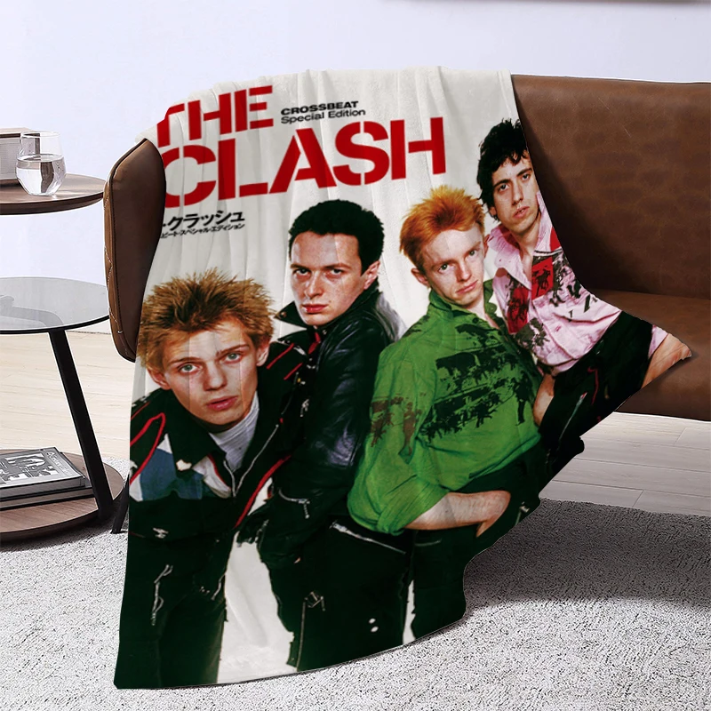 

Scandinavian Classic Vintage Wall Art Band Cover The Clash Canvas Oil Painting Thick Blanket Fluffy Soft Blankets Knee Sofa Home