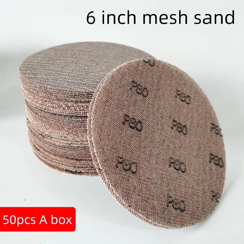 6 inch and 150mm dry mesh sand car atomic ash putty, self adhesive round polishing flocking suitable for MIRKA pneumatic sandpap