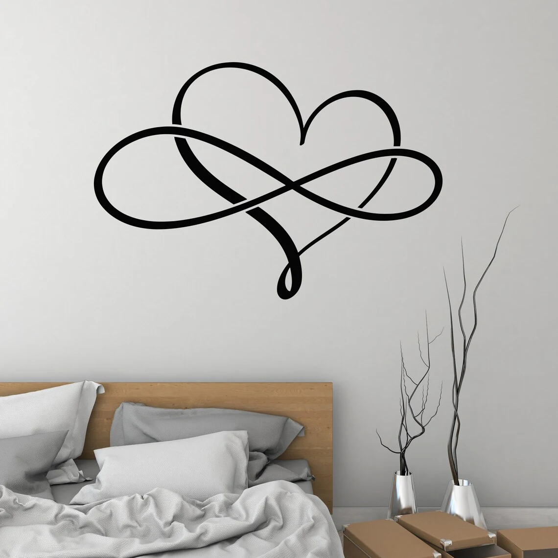 Infinity Love Vinyl Wall Decal Heart Romantic Art Bedroom Stickers Mural Couple Room Decoration Gift Sticker Posters T81