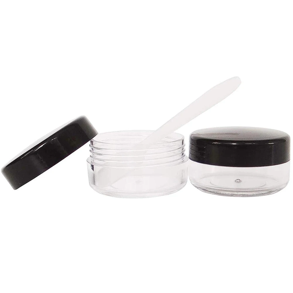 40pcs 10 Gram Empty Plastic Cosmetic Containers Clear Round Sample Pot Jar Screw Black Cap Lid BPA Free Cream Packaging