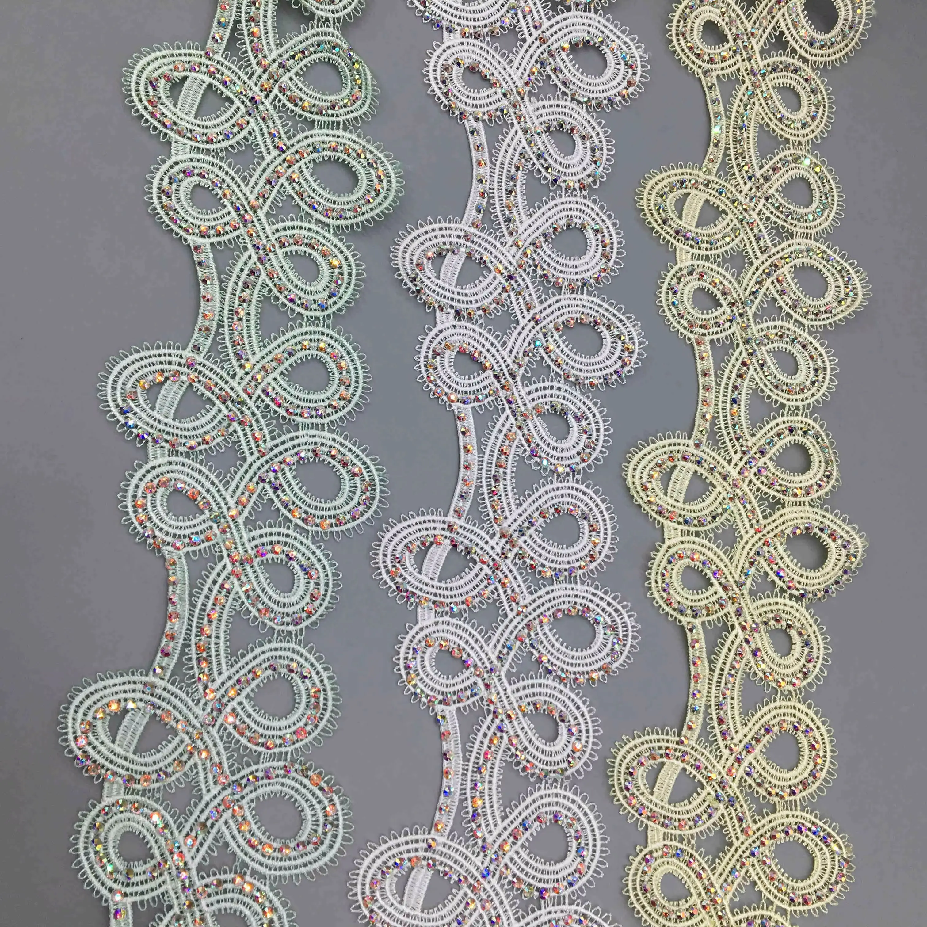 

1 Yard 6.5CM Pearl Rhinestones Flower Lace Trim Embroidered Lace Ribbon Fabric Sewing Craft For Costume Wedding Dress Clothes