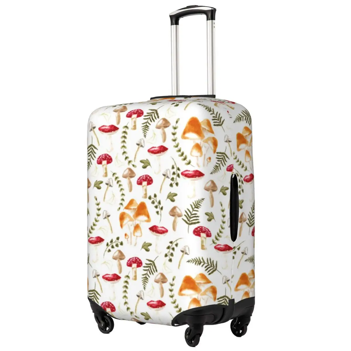 Mushroom Design Suitcase Cover Aesthetic Forest Print Fun Travel Protection Luggage Accesories Holiday