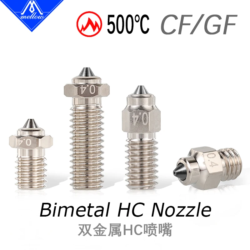 Odporna na zużycie bimetaliczna dysza HC z hartowanej stali i miedzi Mellow DLC do drukarki 3D V6 / Volcano / Mk8 Hotend Neptune4 K1 Nozzle