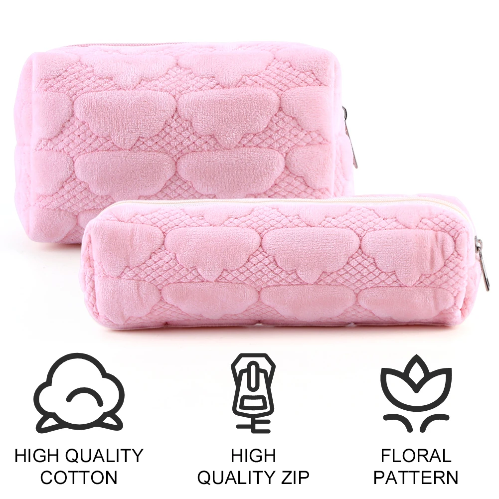 

2 шт. плюшевая косметичка, эстетический пенал, милая дорожная косметичка, мягкая сумка для хранения кистей для макияжа, косметичка-органайзер