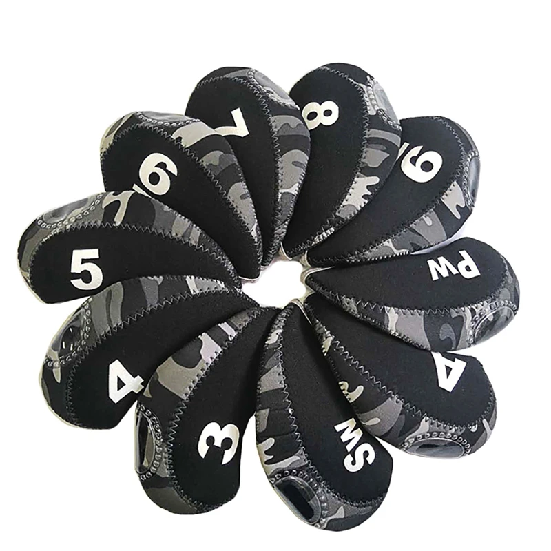 

10Pcs/Pack Golf Iron Covers Set Golf Club Head Covers Headcover Waterproof Golf Club Protection