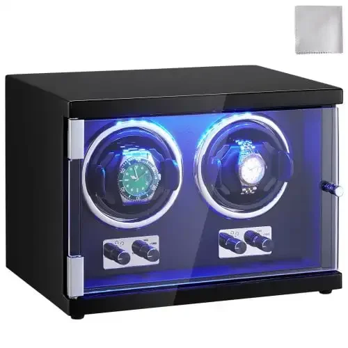 Watch Winder, Dual Watch Winder for Men's and Women's Automatic Watch, with 2 Super Quiet Japanese Mabuchi Motors