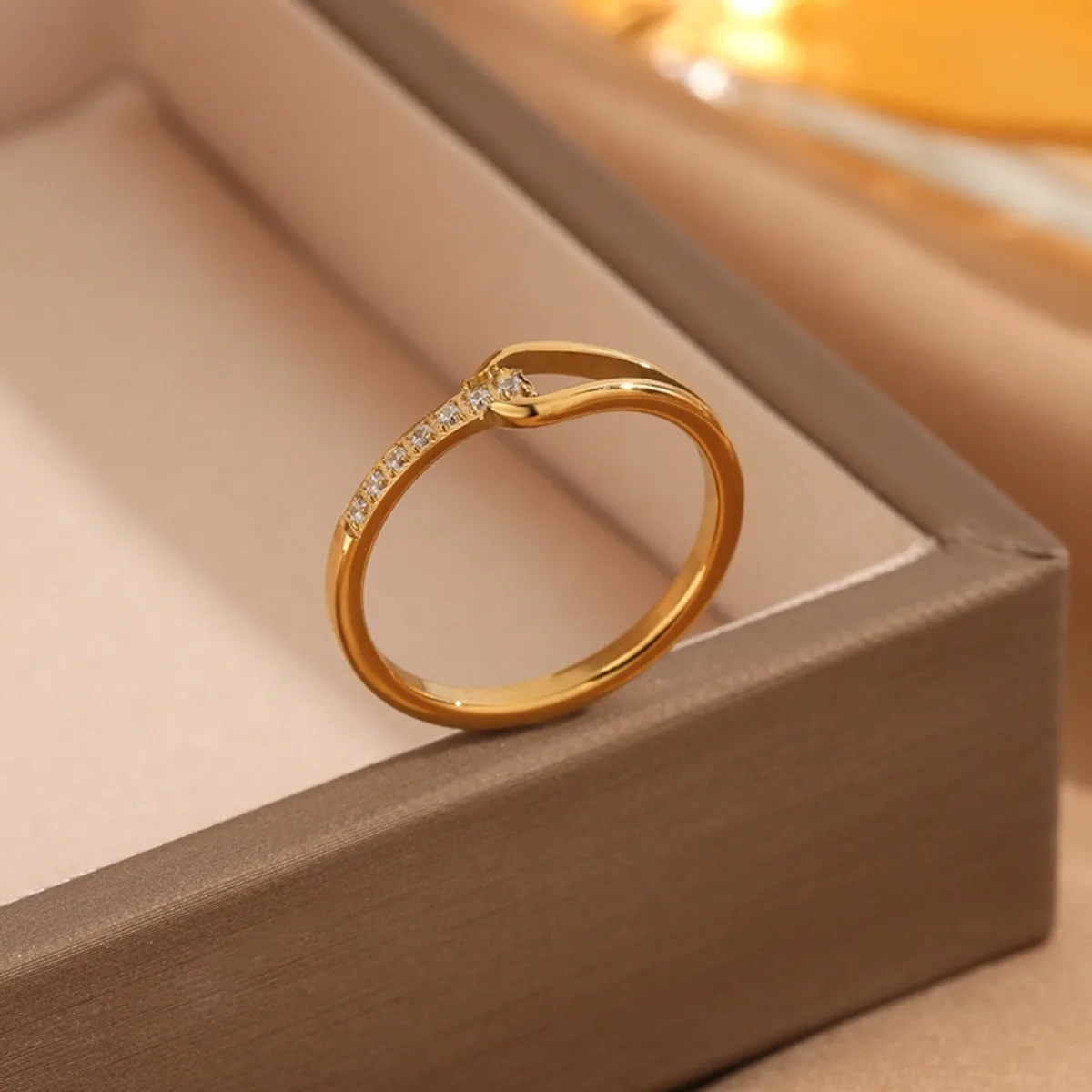 Zircon Rings Stainless Steel Cute Jewelry for Women, Comfort Fit Daily Wear Best Friend Gift Idea view 5