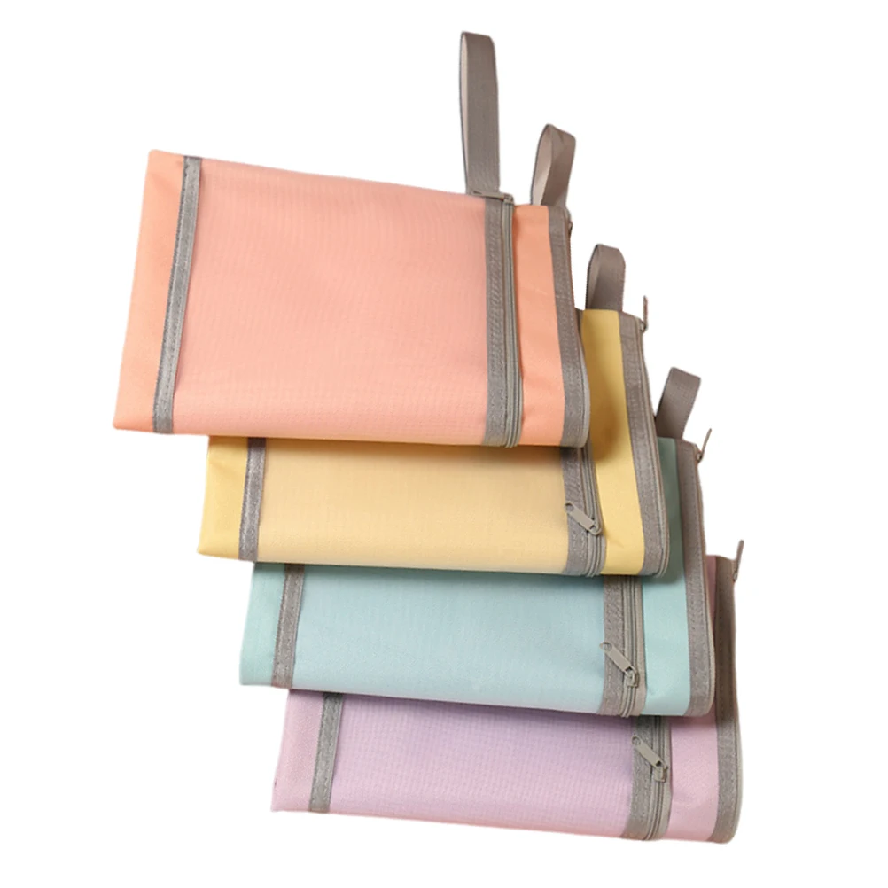 

4 Pcs A4 File Holder Large Capacity Document ganizer Oxford Cloth Visible Pouch Students School Office Storage