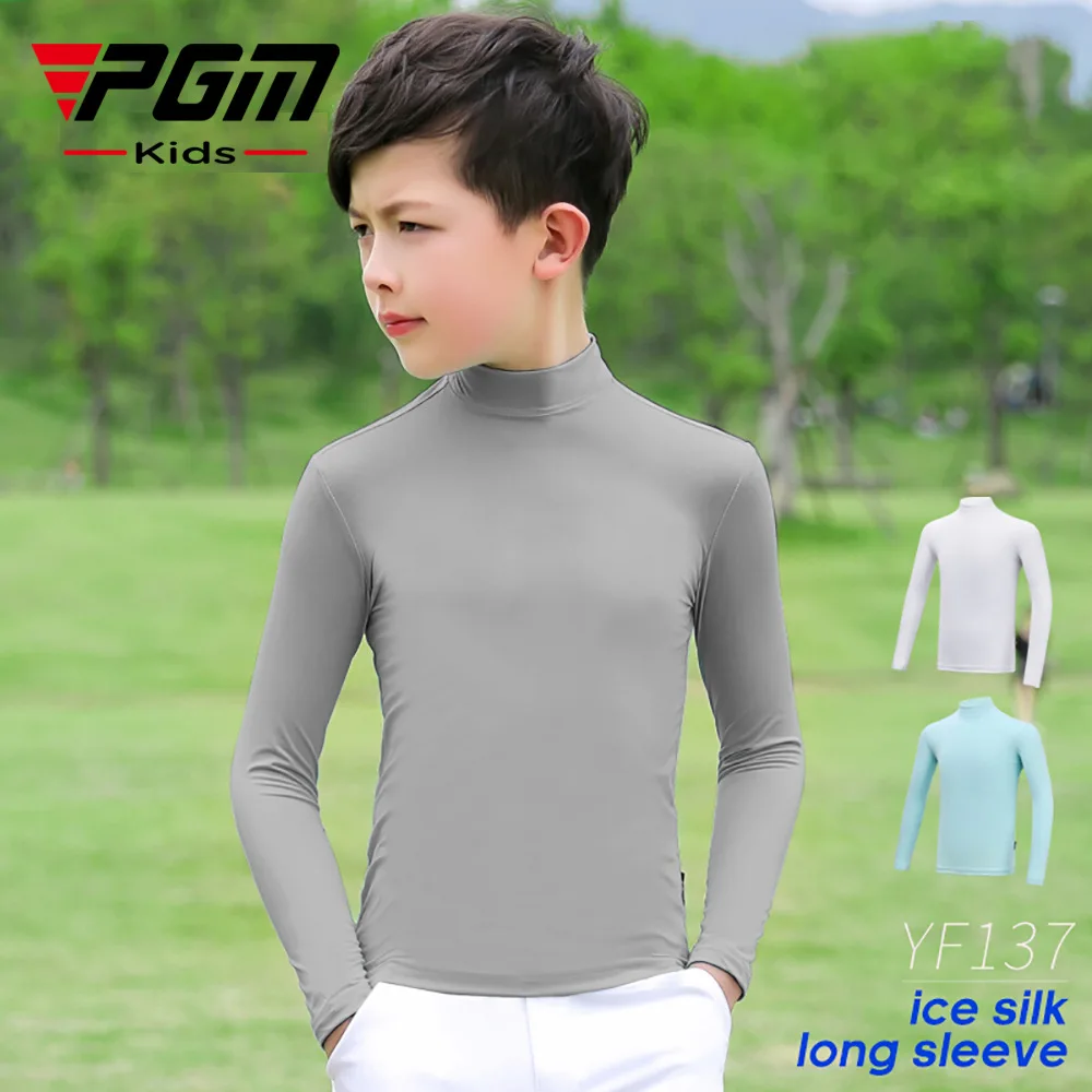 PGM Boys Summer Sun Protection Shirt Ice Silk Long Sleeve Base Layer Breathable Sports Sun Shirt Kids Anti-UV Long SleeveApparel
