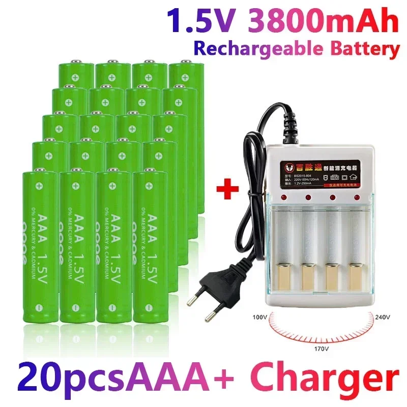 Schnell ladung 3800mah 1,5 V alkalisch aaa wiederauf ladbarer Akku zur Fernbedienung Spielzeug batterie Rauchmelder mit Ladegerät Batterie aaa