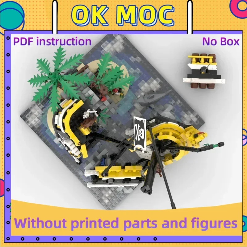 

Строительные блоки Moc, средневековый корабельный остров, модель, технология, кирпичи, сделай сам, сборка, пиратский корабль, игрушки для мальчиков и детей, праздничные подарки