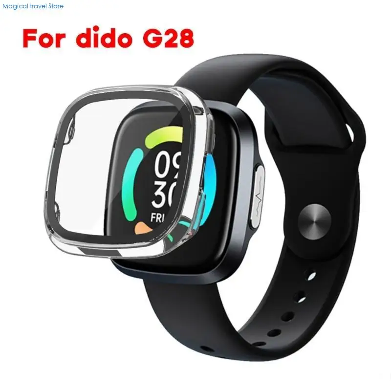 N2UB Screen Case Cover Suitable for Dido G28 Scratch-resist Shock Frame Full Coverage Smartwatch One-piece Bumper-Shell