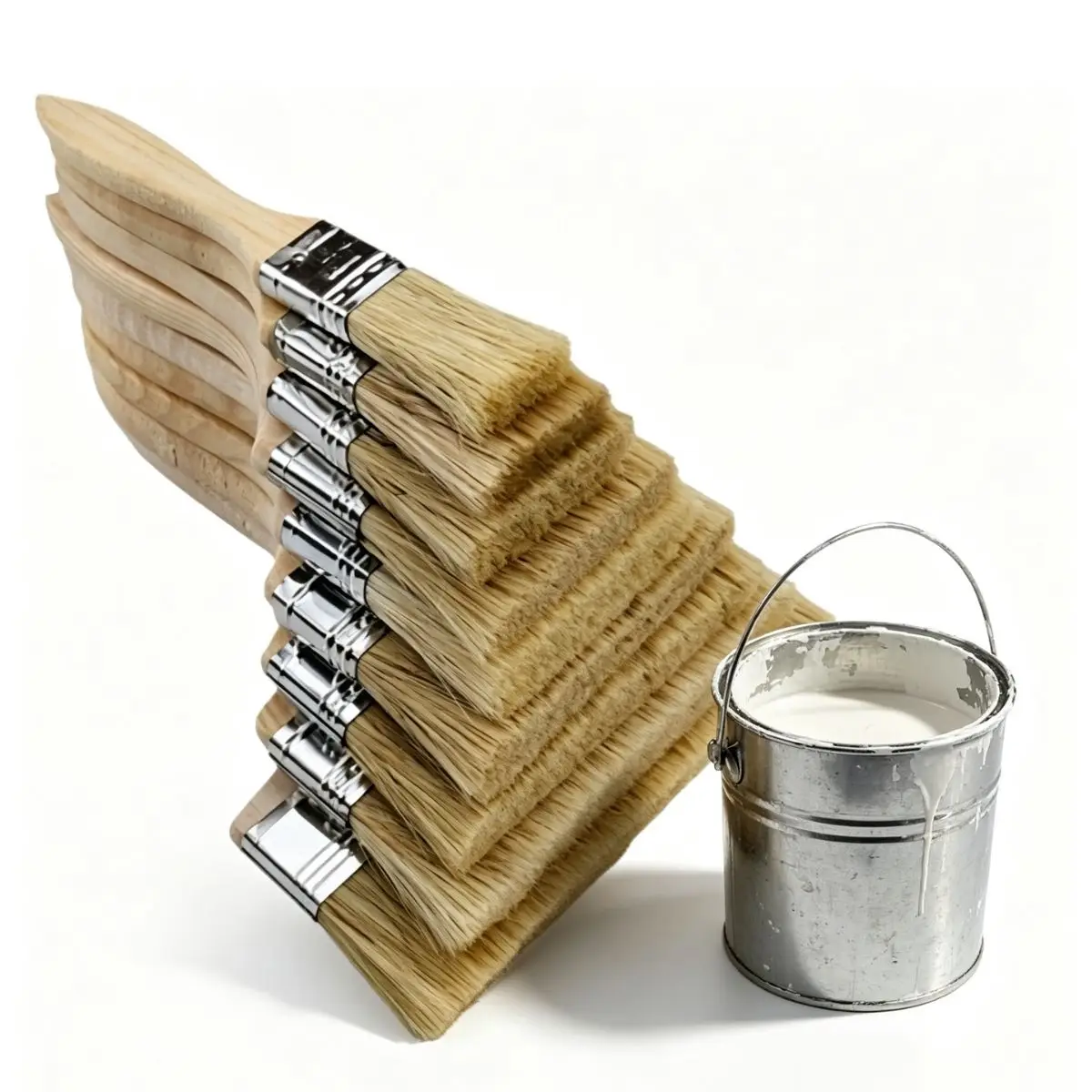 5Pcs Chip Brushes Natural Bristle Paint Brushes Wooden Handle for Stains Varnishes Wood Crafts Home Projects